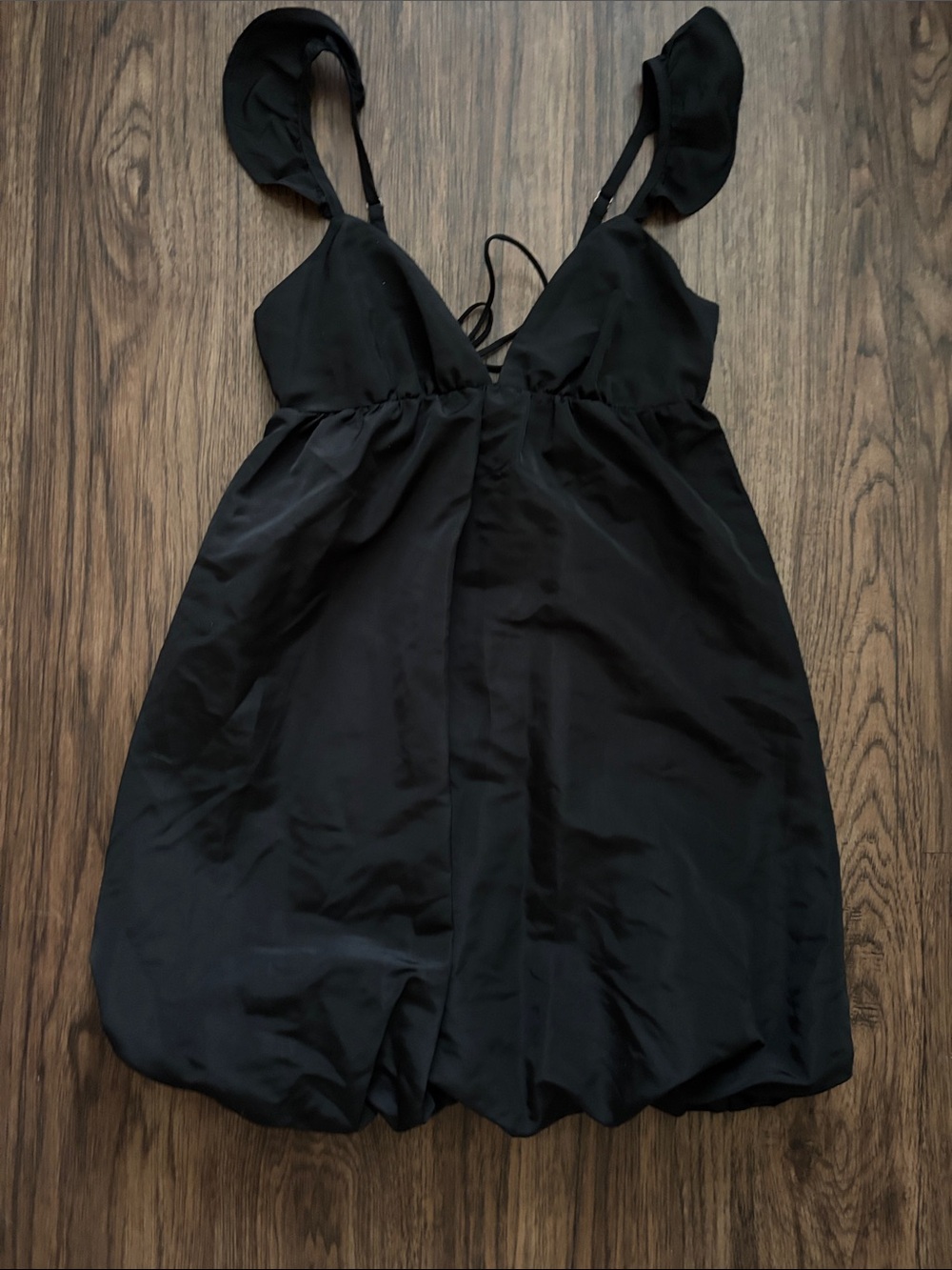 Wild Fable Black Ruffle Strap Bubble Hem Mini Dress XXS NWT Target